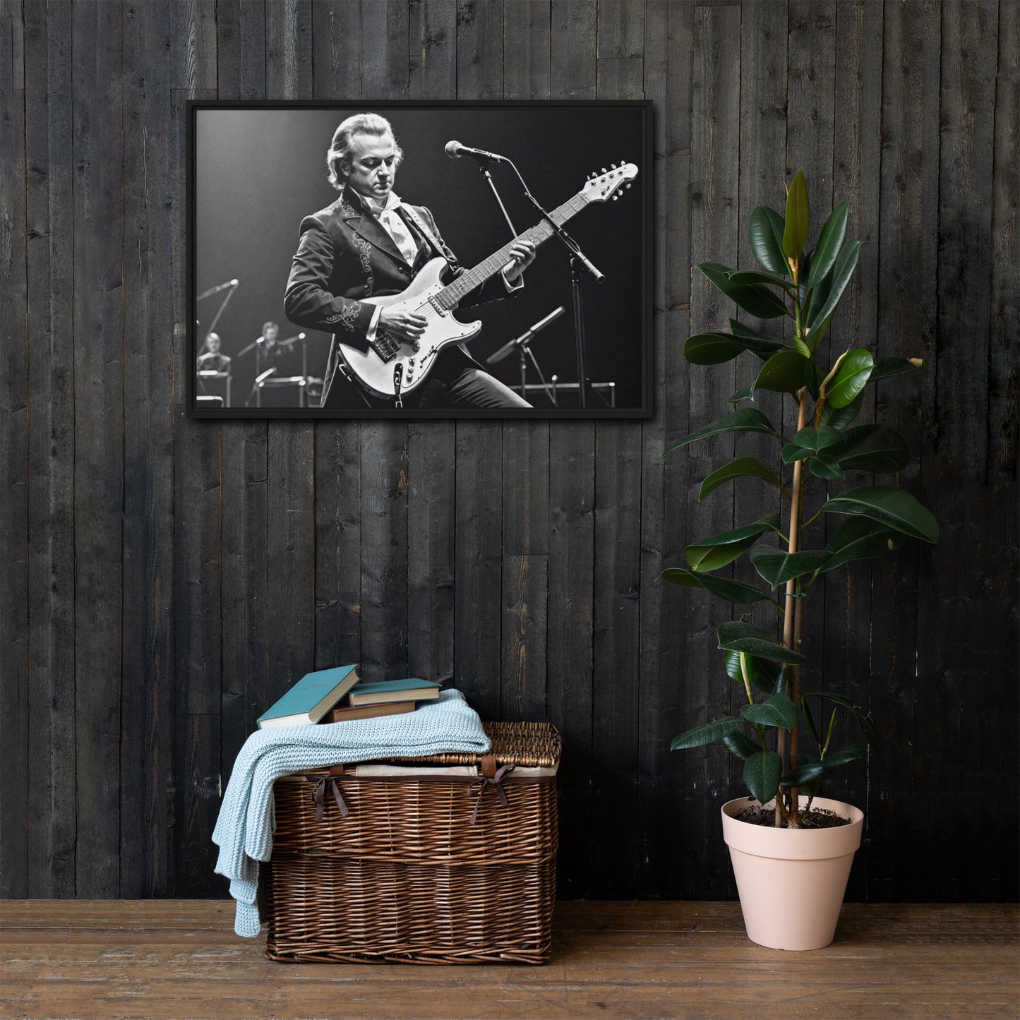 Mozart Rock Star Framed Canvas