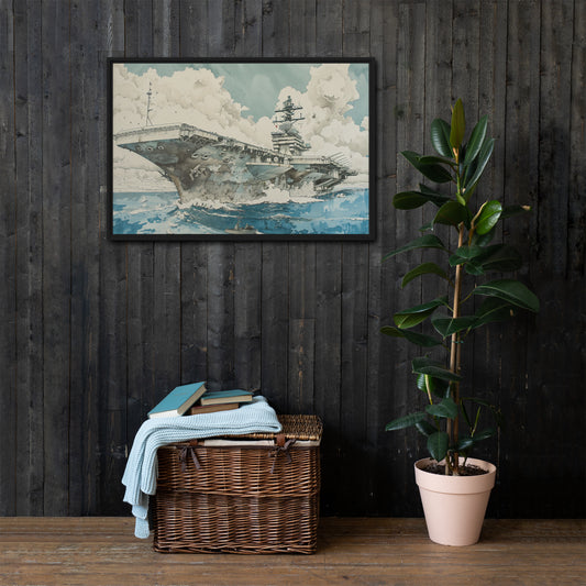 Aircraft Carrier water color style Framed canvas