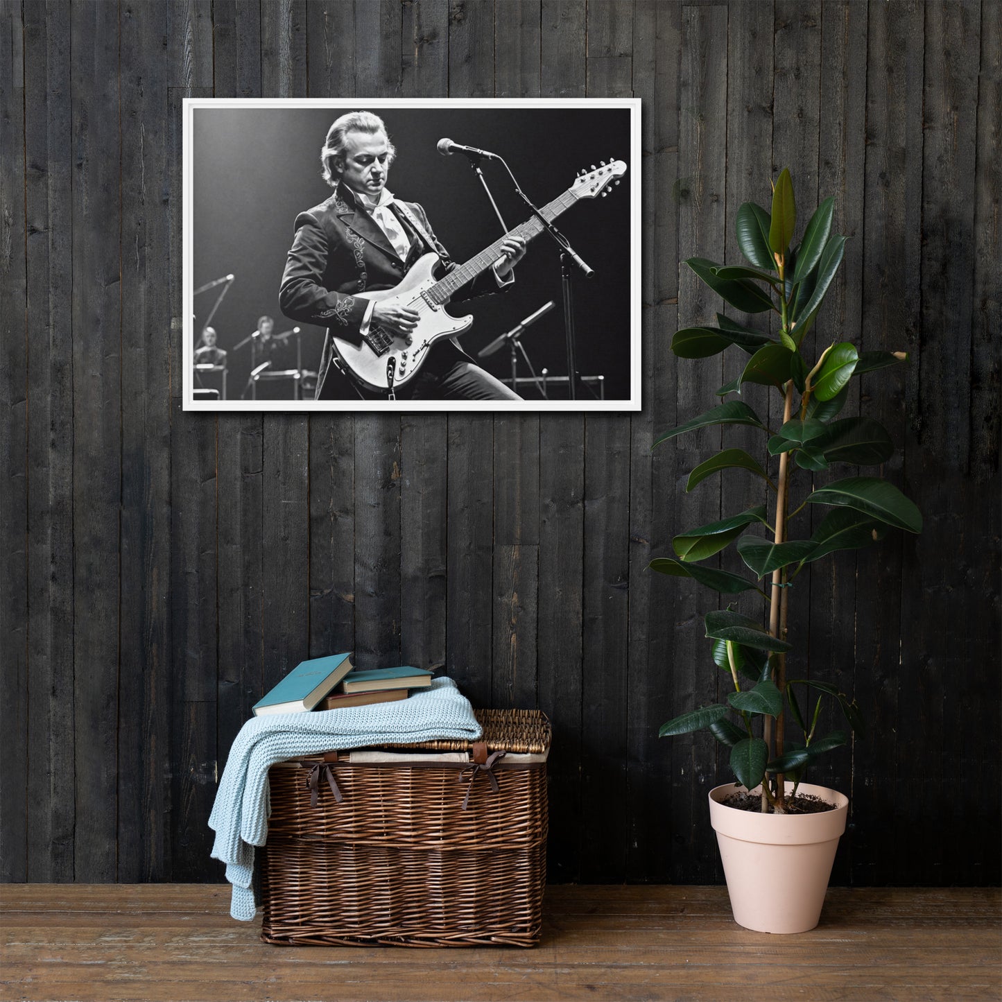 Mozart Rock Star Framed Canvas