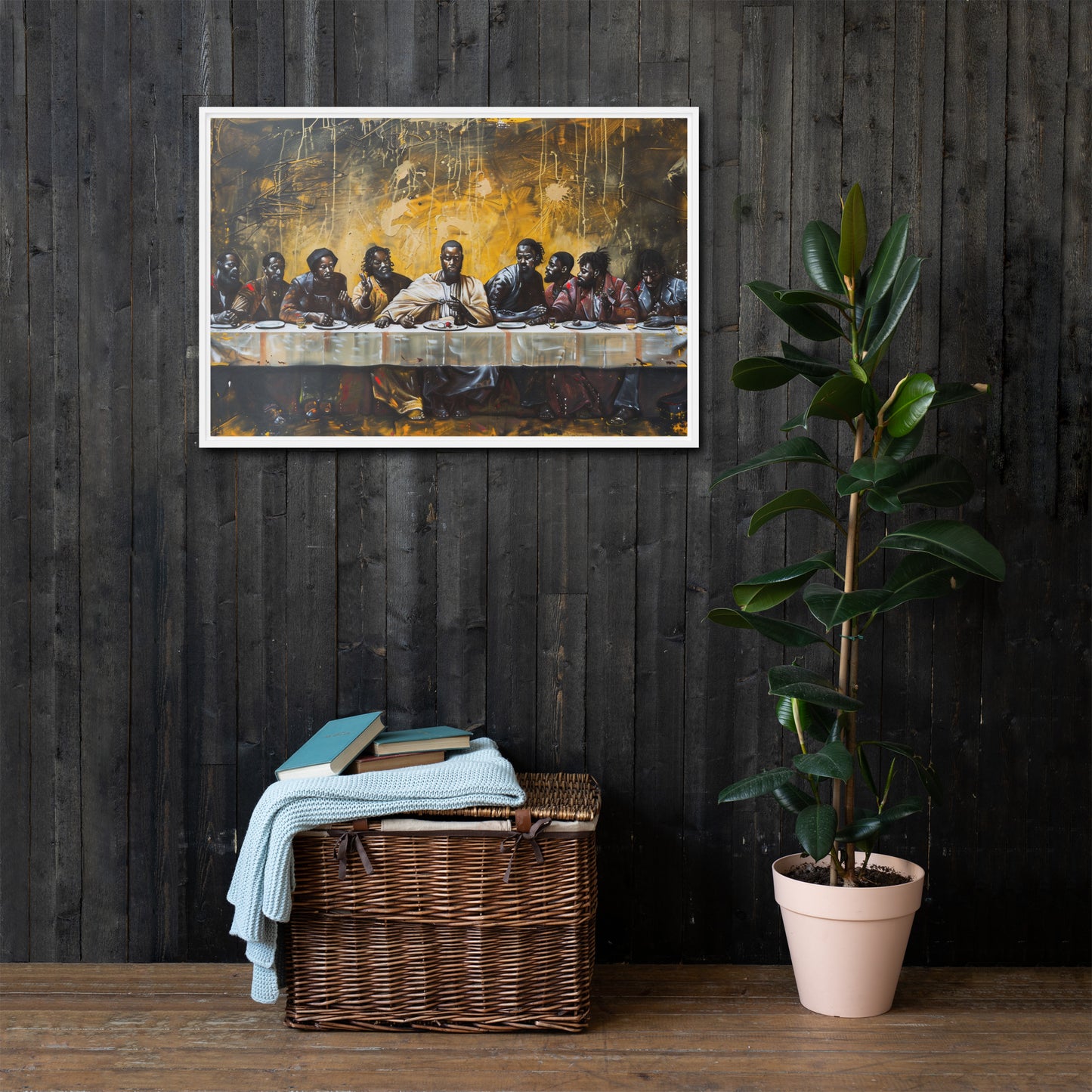 Black Last Supper Framed canvas