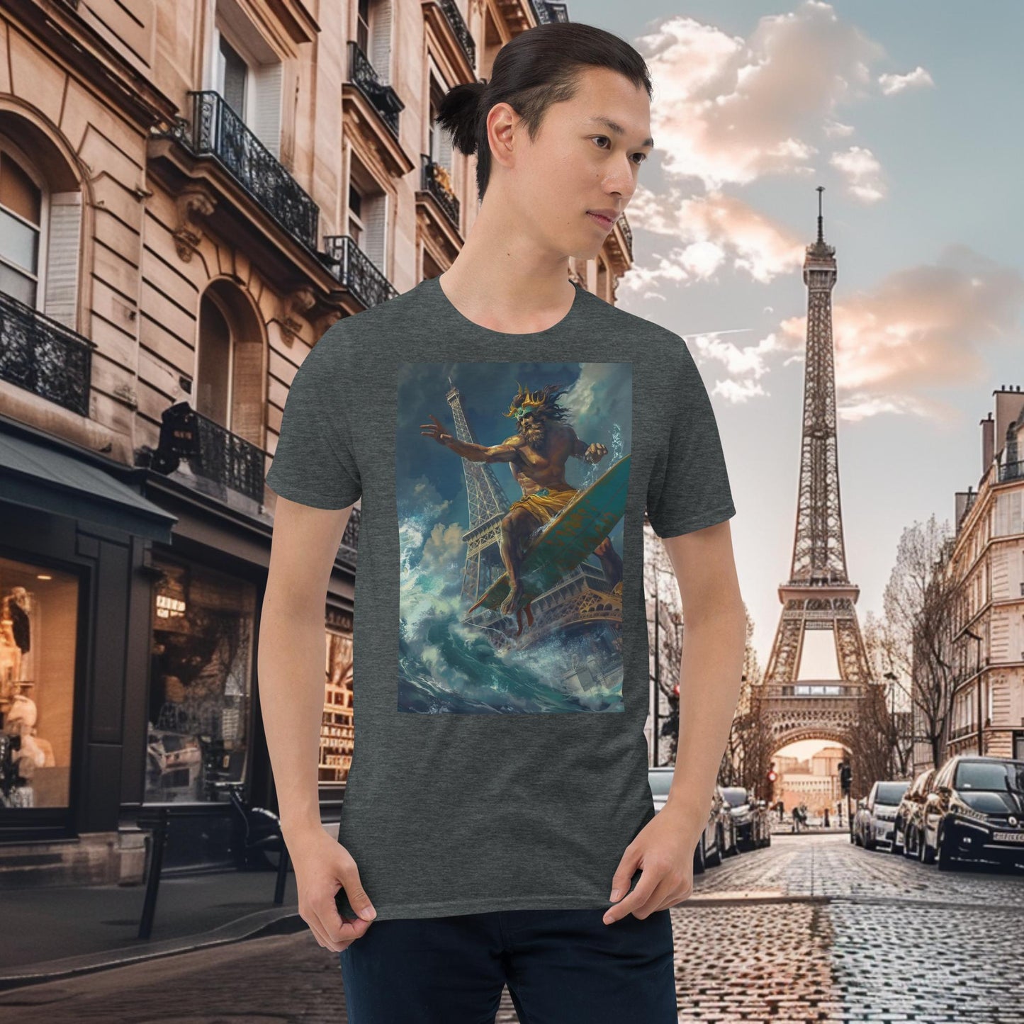 T-Shirt Surfing Zeus für die Olympischen Spiele in Paris