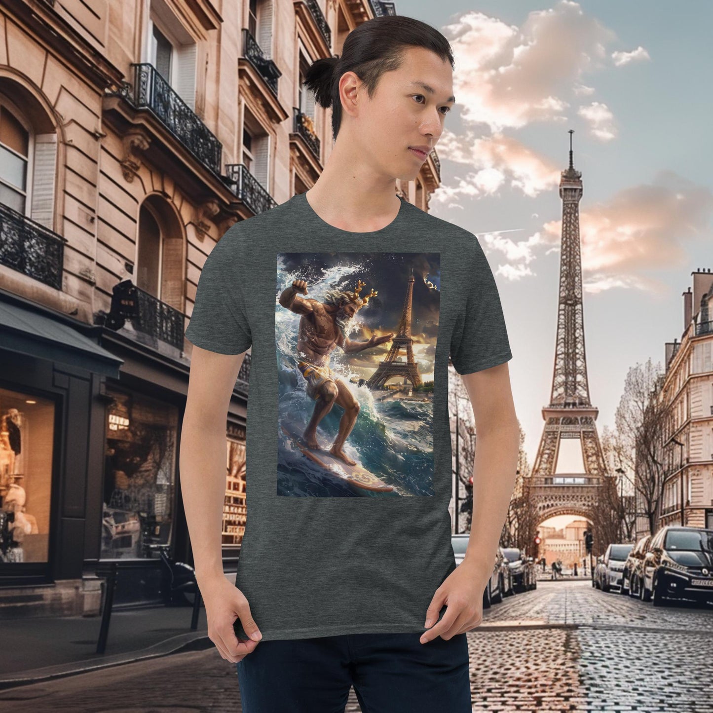 T-Shirt Surfing Zeus für die Olympischen Spiele in Paris