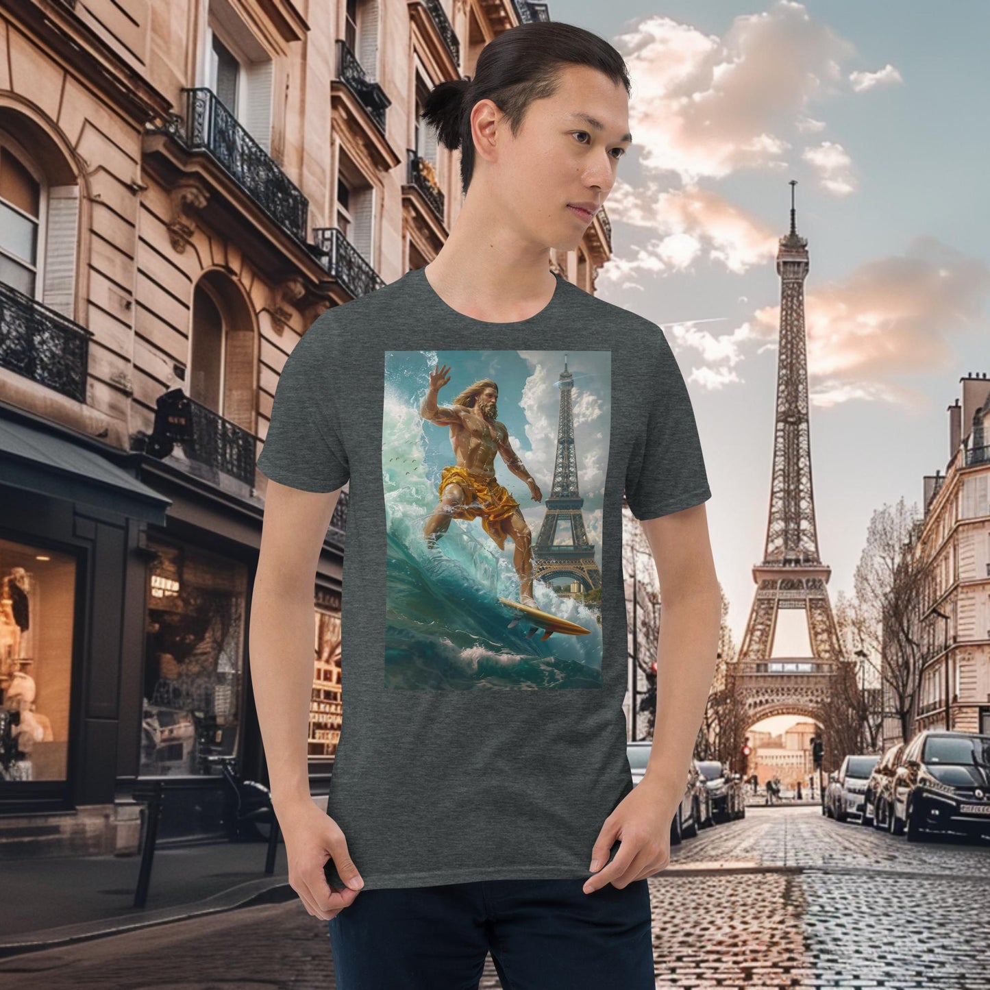 T-Shirt Surfing Zeus für die Olympischen Spiele in Paris