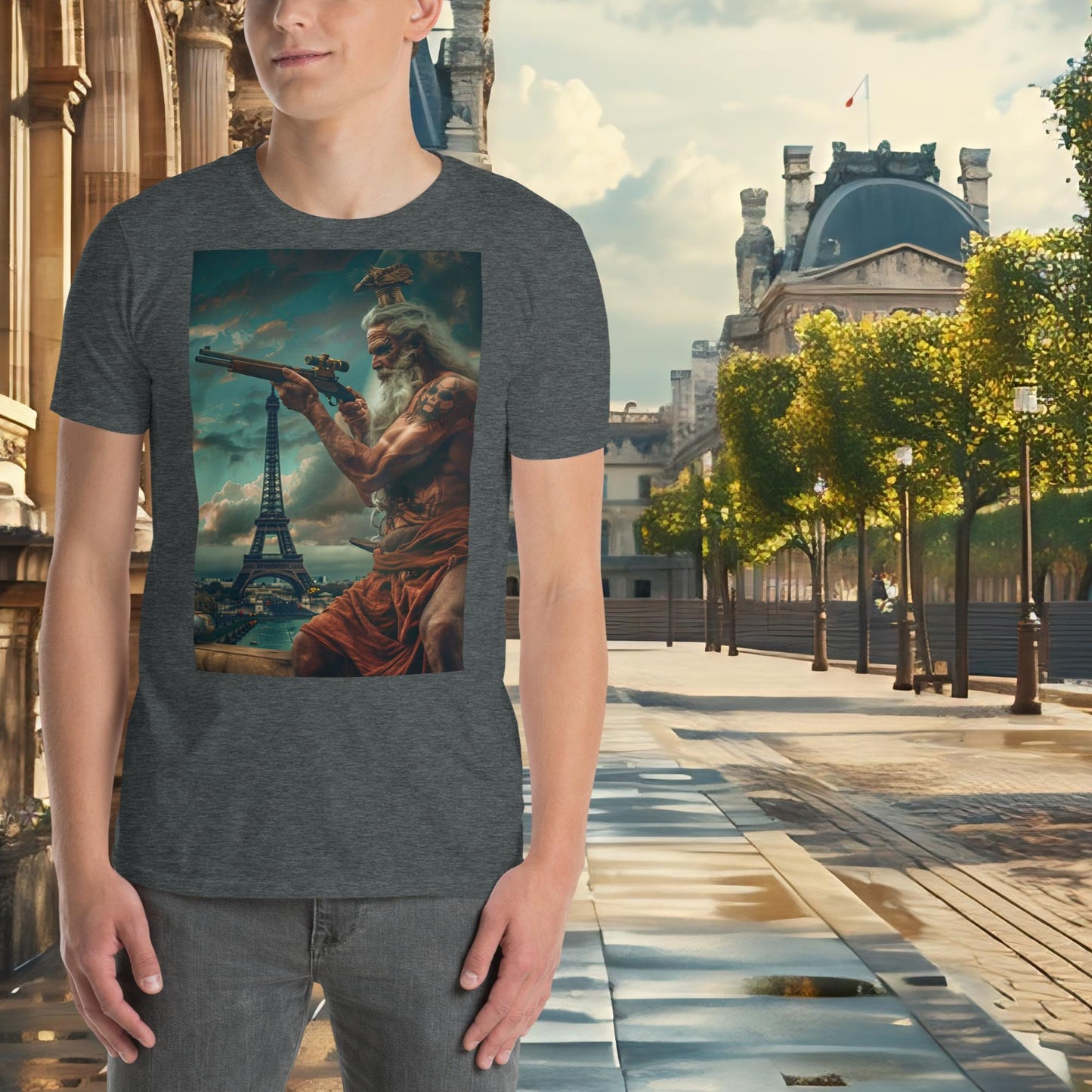 Olympische Spiele Paris Pistolenschießen Zeus T-Shirt