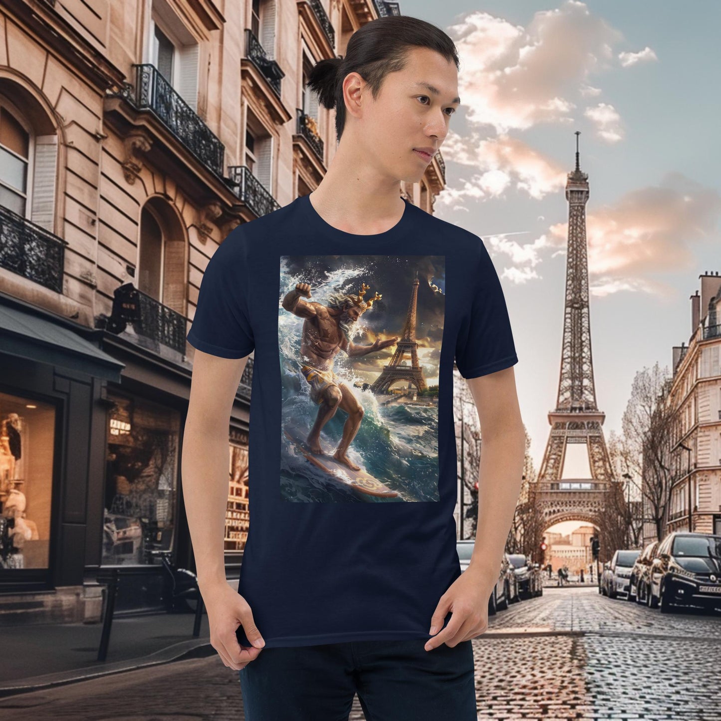 T-Shirt Surfing Zeus für die Olympischen Spiele in Paris