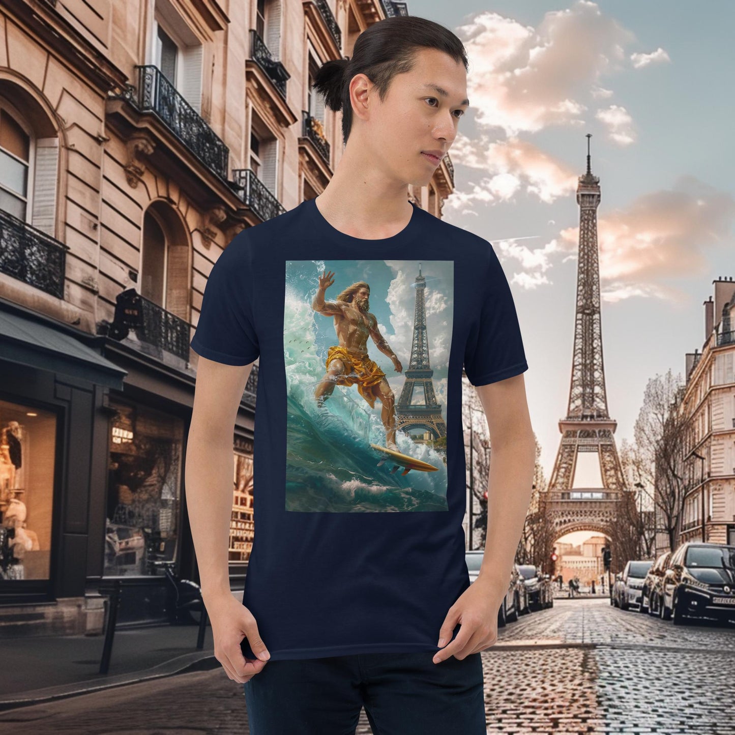 T-Shirt Surfing Zeus für die Olympischen Spiele in Paris