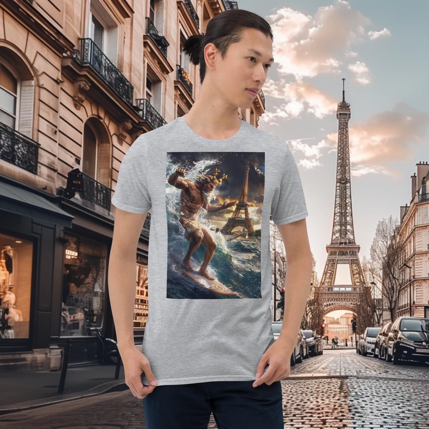 T-Shirt Surfing Zeus für die Olympischen Spiele in Paris