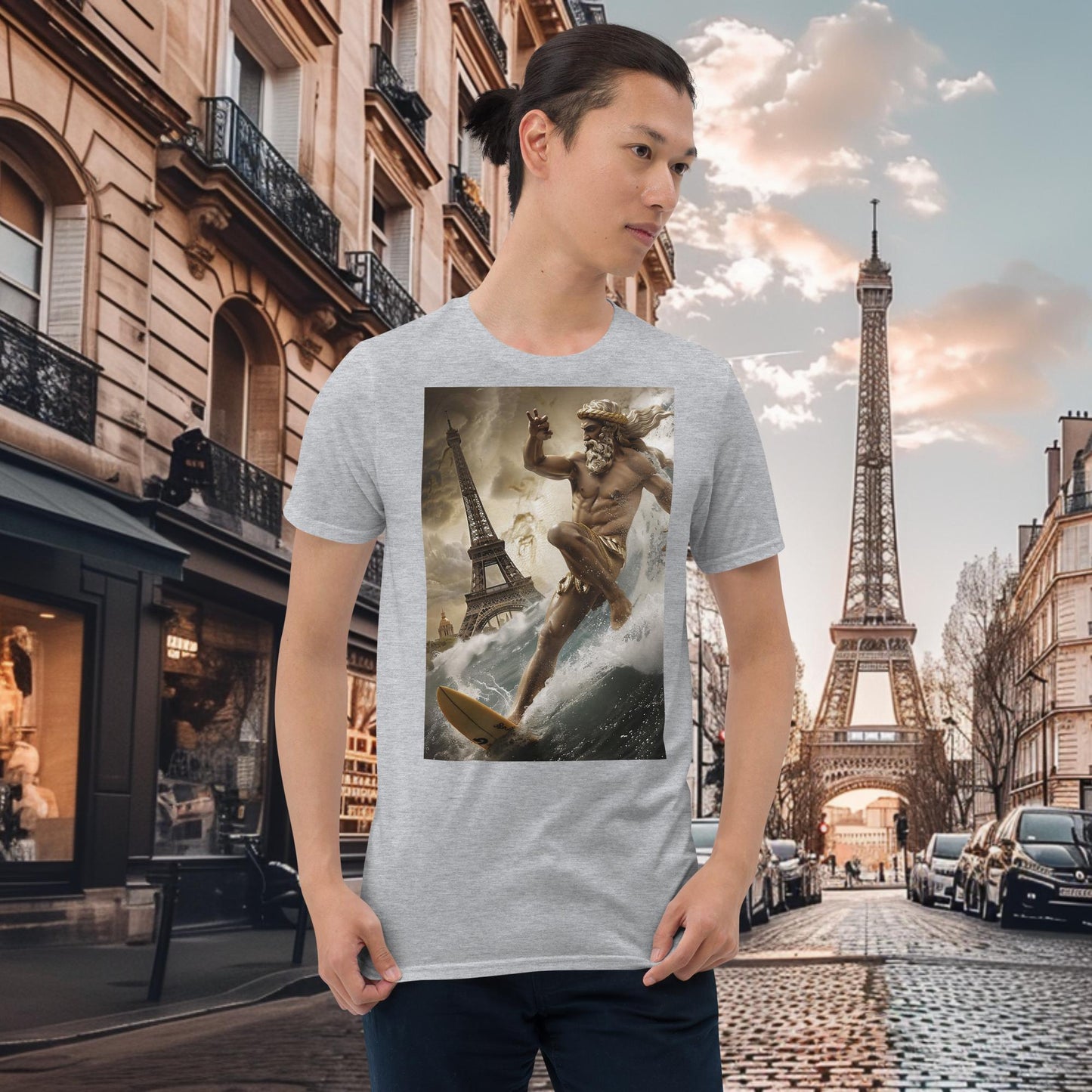 T-Shirt Surfing Zeus für die Olympischen Spiele in Paris