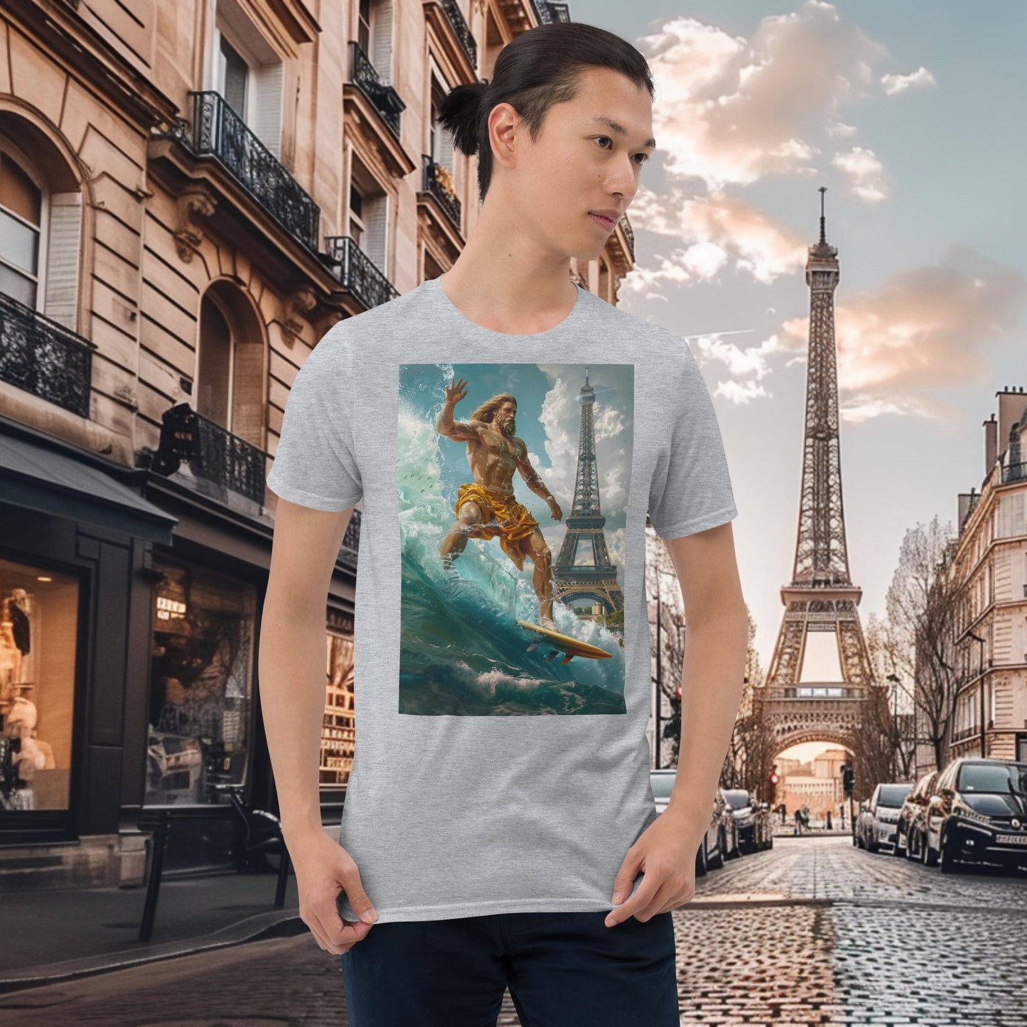 T-Shirt Surfing Zeus für die Olympischen Spiele in Paris