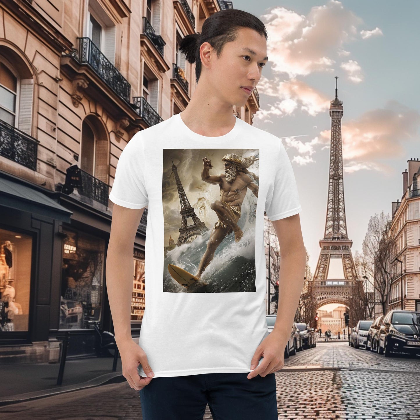 T-Shirt Surfing Zeus für die Olympischen Spiele in Paris