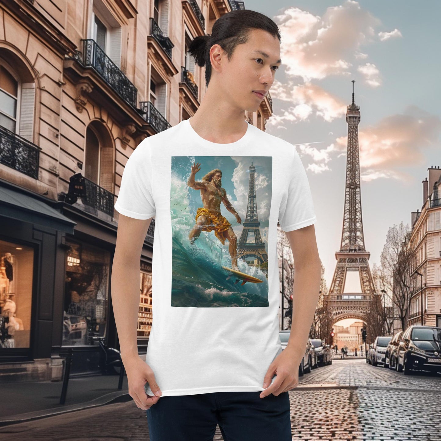 T-Shirt Surfing Zeus für die Olympischen Spiele in Paris